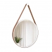 Espelho Decorativo Adnet Branco Alça Corino Caramelo 60cm Redondo