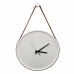 Relógio Decorativo Adnet Branco Alça Corino Caramelo Mostrador Branco Ponteiro Preto 40cm Redondo