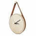 Relógio Decorativo Adnet Branco Alça Corino Caramelo Mostrador Branco Ponteiro Preto 40cm Redondo