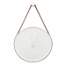 Relógio Decorativo Adnet Branco Alça Corino Caramelo Mostrador Branco Ponteiro Branco 40cm Redondo