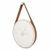 Relógio Decorativo Adnet Branco Alça Corino Caramelo Mostrador Branco Ponteiro Branco 40cm Redondo