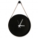 Relógio Decorativo Adnet Preto Alça Corino Caramelo Mostrador Preto Ponteiro Branco 40cm Redondo