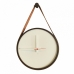 Relogio Decorativo Adnet Marrom Alça Corino Caramelo Mostrador Branco Ponteiro Branco 40cm Redondo