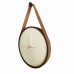 Relogio Decorativo Adnet Marrom Alça Corino Caramelo Mostrador Branco Ponteiro Branco 40cm Redondo