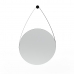 Espelho Decorativo Adnet Wood Alça Corino 38cm Redondo