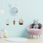Espelho Decorativo Infantil 48x37cm Branco Coelho